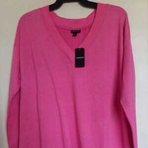 TORRID PINK V NECK SWEATER SIZE 1 14/16